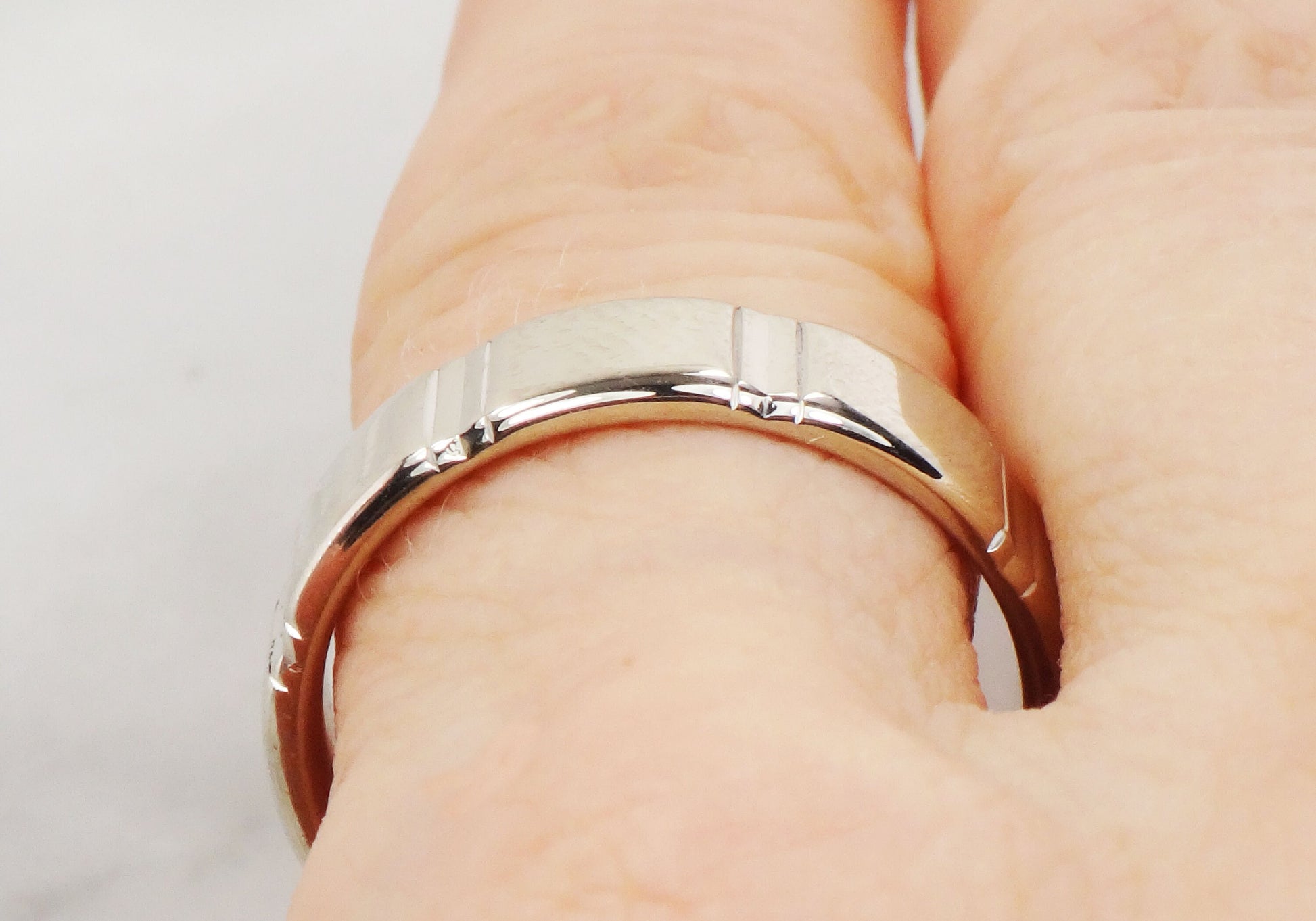 Vintage 14k White Gold Wedding Band 6 mm Size 9.5