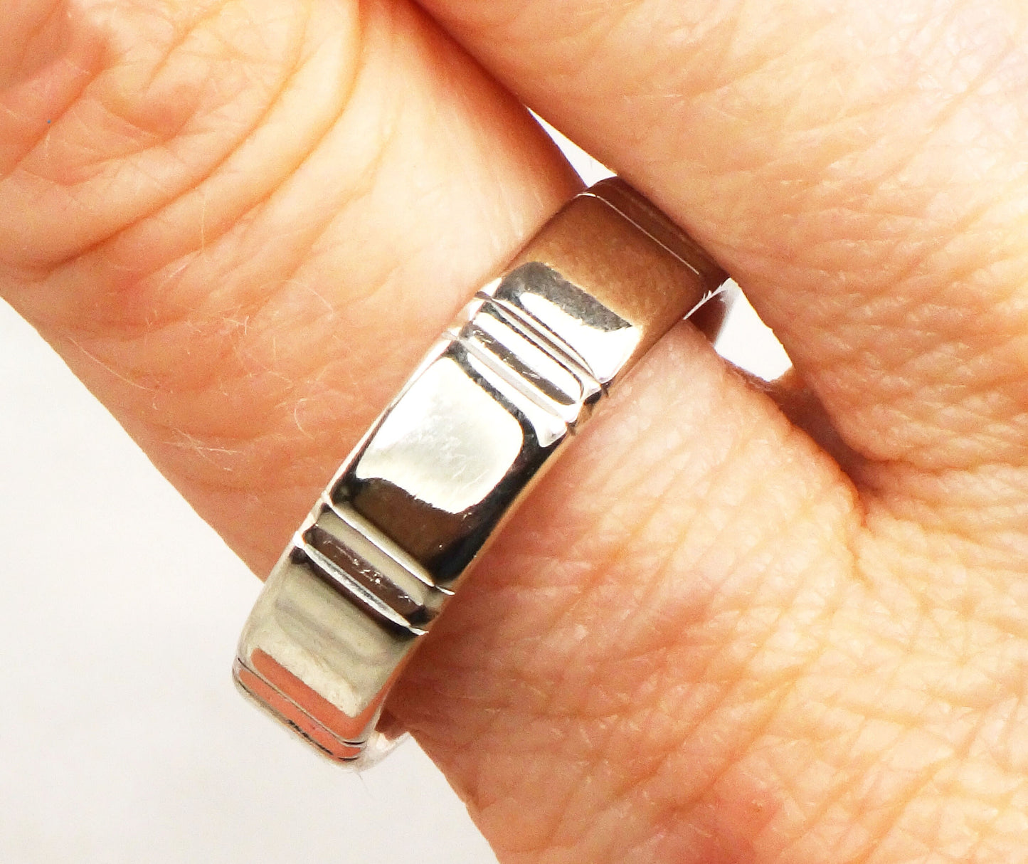 Vintage 14k White Gold Wedding Band 6 mm Size 9.5