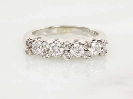 Vintage 14k White Gold Diamond Wedding Band - 1 Carat, Size 5.5