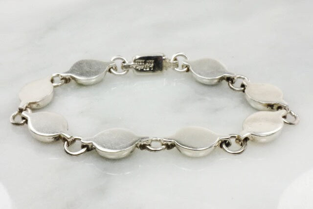 Vintage Sterling Silver Tiger Eye Bracelet, Mexico 925 Natural Stone Bracelet 8"