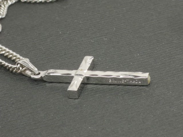 Vintage Sterling Silver Cross Pendant Necklace marked Theda 18"
