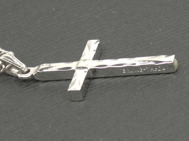 Vintage Sterling Silver Cross Pendant Necklace marked Theda 18"