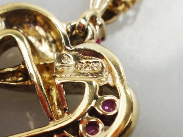 Vintage Gold Plated Sterling Silver Natural Ruby Heart Necklace Heart Pendant and Chain 19" - Vermeil Ruby Necklace