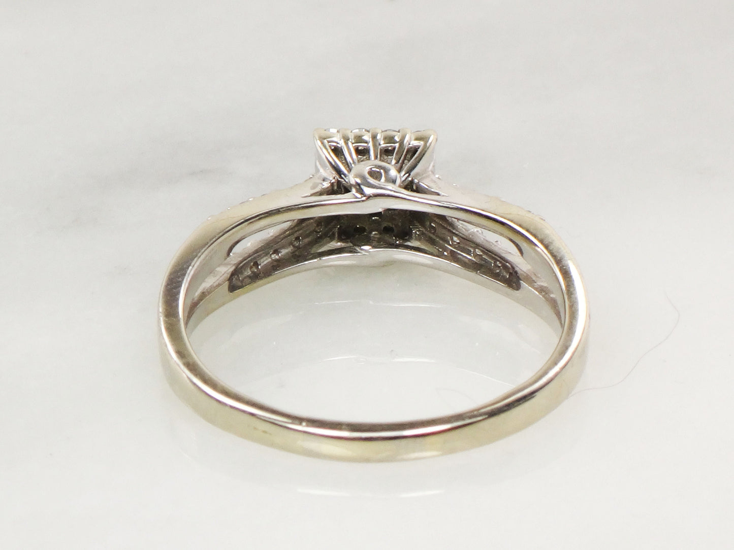 Vintage 14k Princess Cut Natural Diamond Engagement Ring White Gold Square Diamond Halo Ring Approx 1/2 CT TDW Size 9