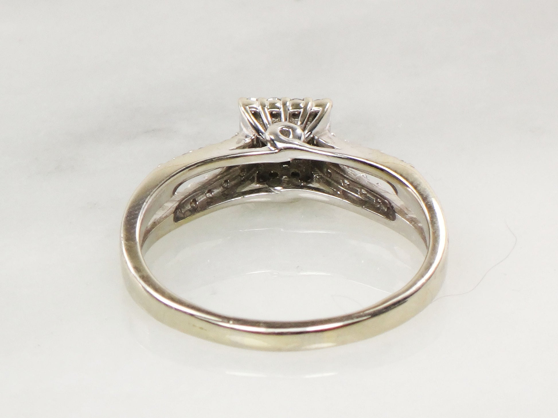 Vintage 14k Princess Cut Natural Diamond Engagement Ring White Gold Square Diamond Halo Ring Approx 1/2 CT TDW Size 9