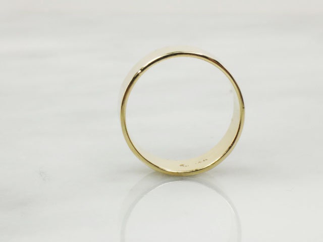 Vintage Solid 14k Yellow Gold Wide Wedding Band - 7.4 mm Plain Wedding Ring - Men's Size 9.25