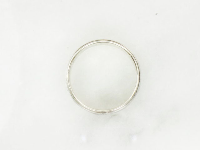 Vintage 14k White Gold Wedding Band - 6 MM Fancy Design, Size 6