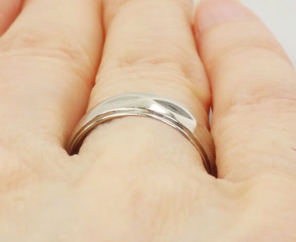 Vintage 14k White Gold Wedding Band - 6 MM Fancy Design, Size 6