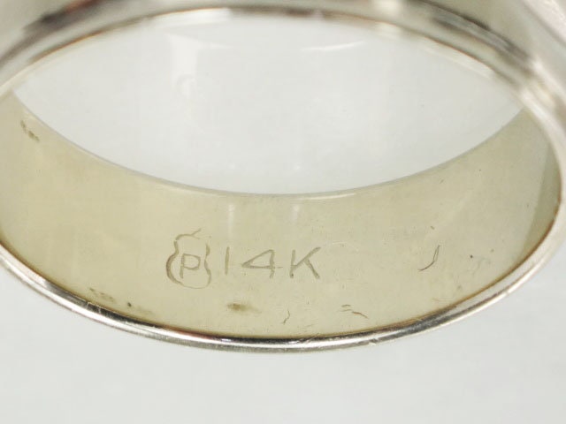 Vintage 14k White Gold Wedding Band - 6 MM Fancy Design, Size 6