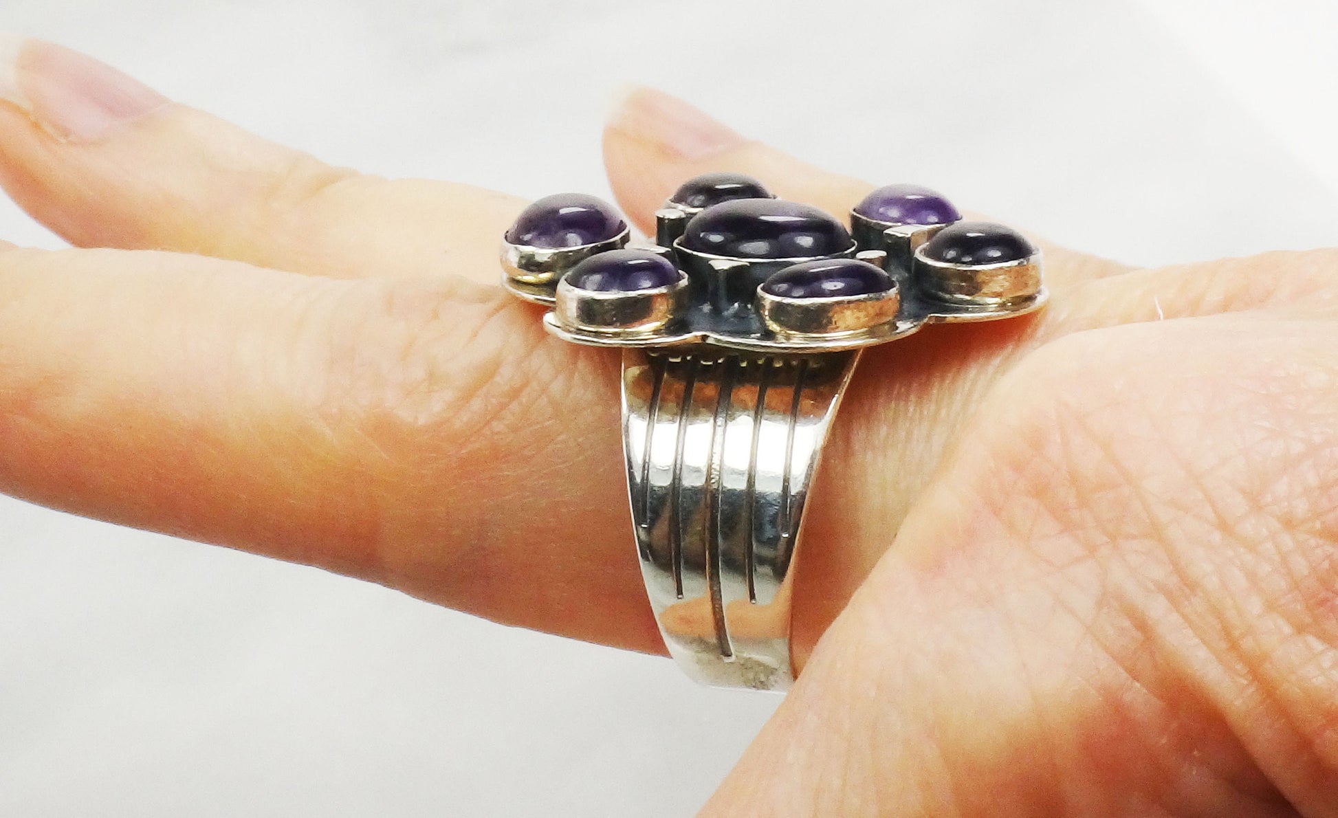 Vintage Large Jay King Sterling Silver Amethyst Ring Size 10 DTR