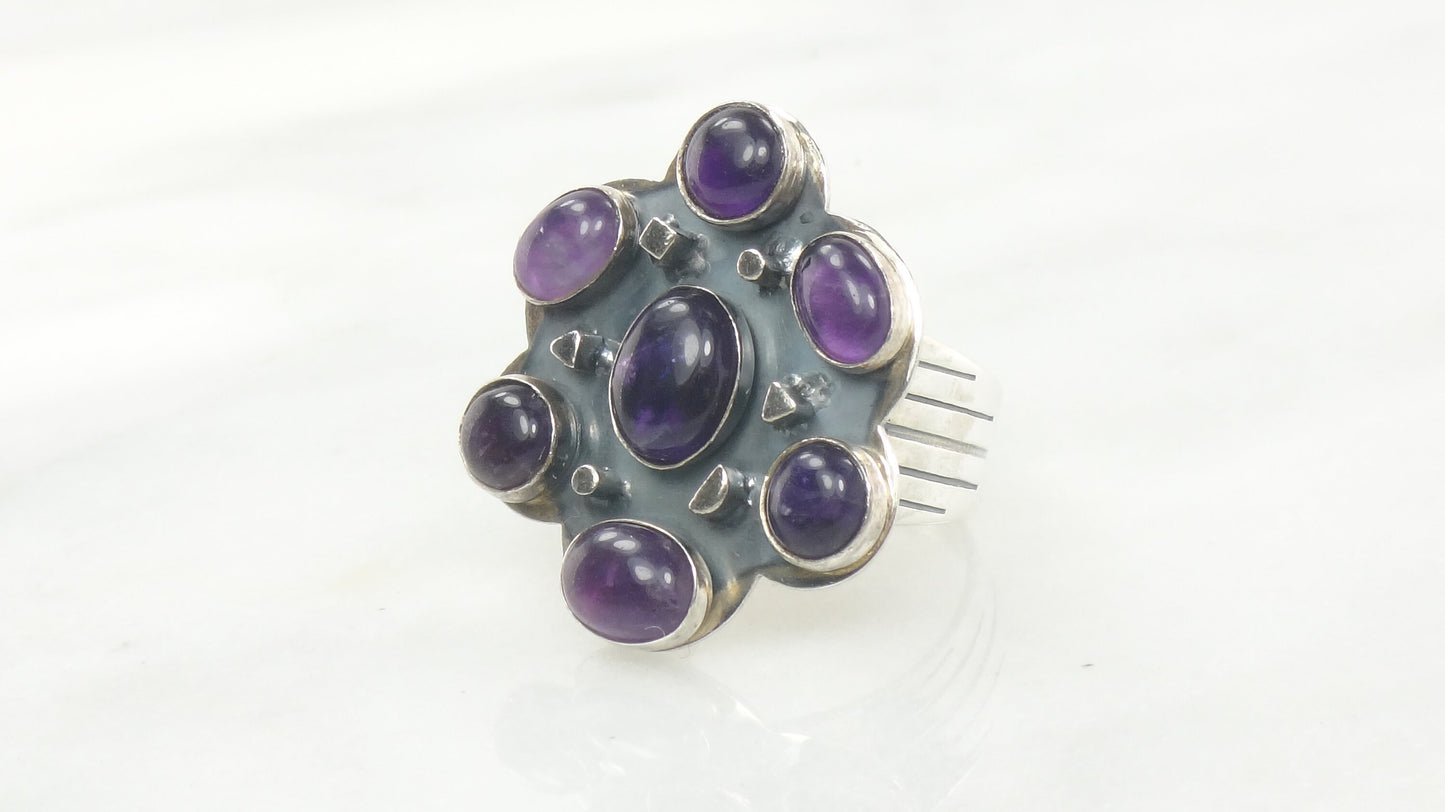 Vintage Large Jay King Sterling Silver Amethyst Ring Size 10 DTR