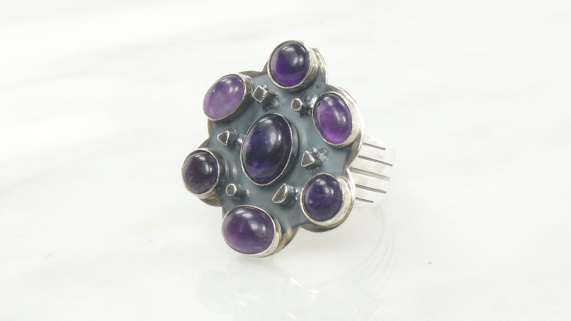 Vintage Large Jay King Sterling Silver Amethyst Ring Size 10 DTR