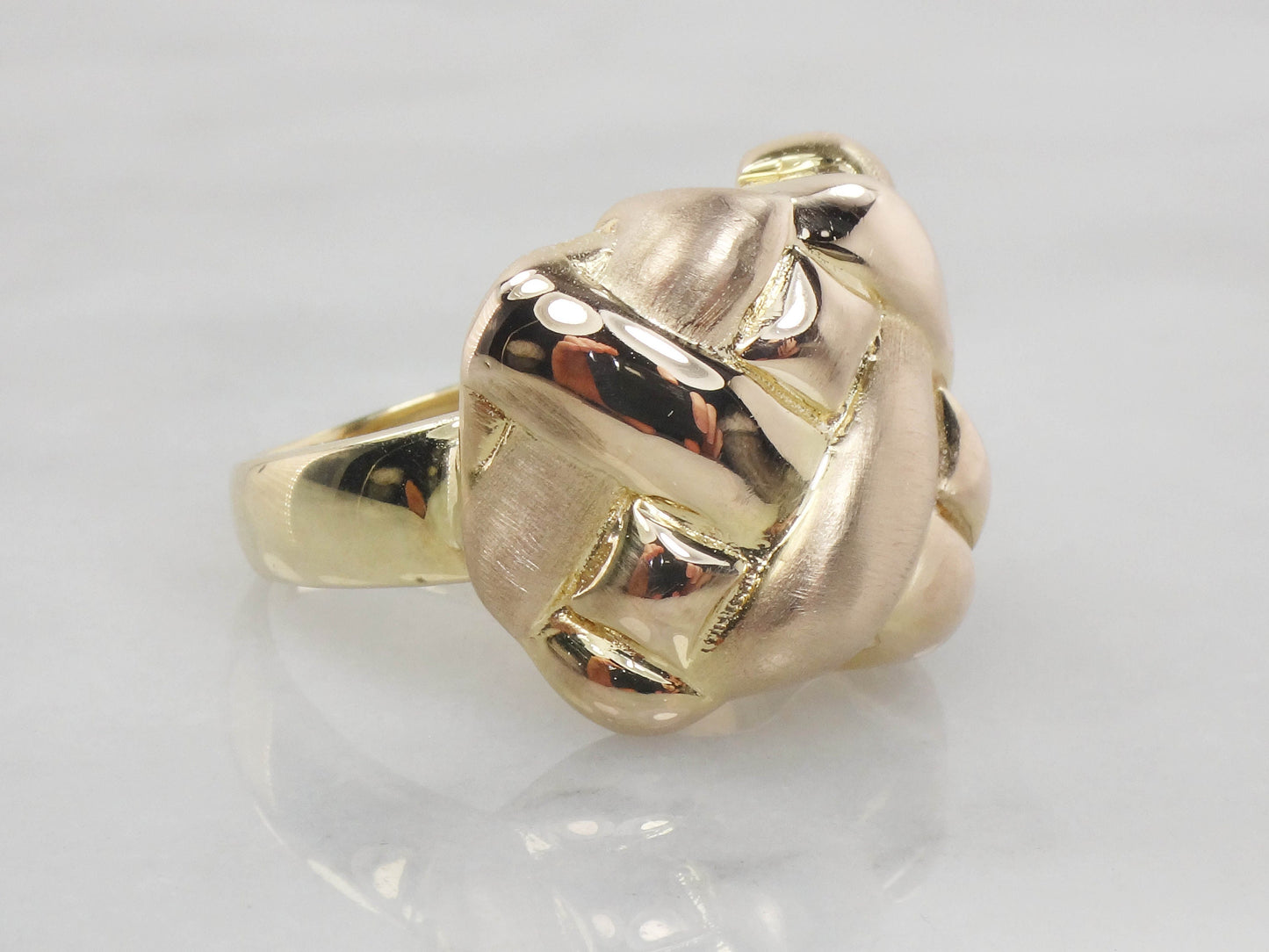 Vintage 14k Yellow Gold Wide Woven Basket Design Ring Size 10