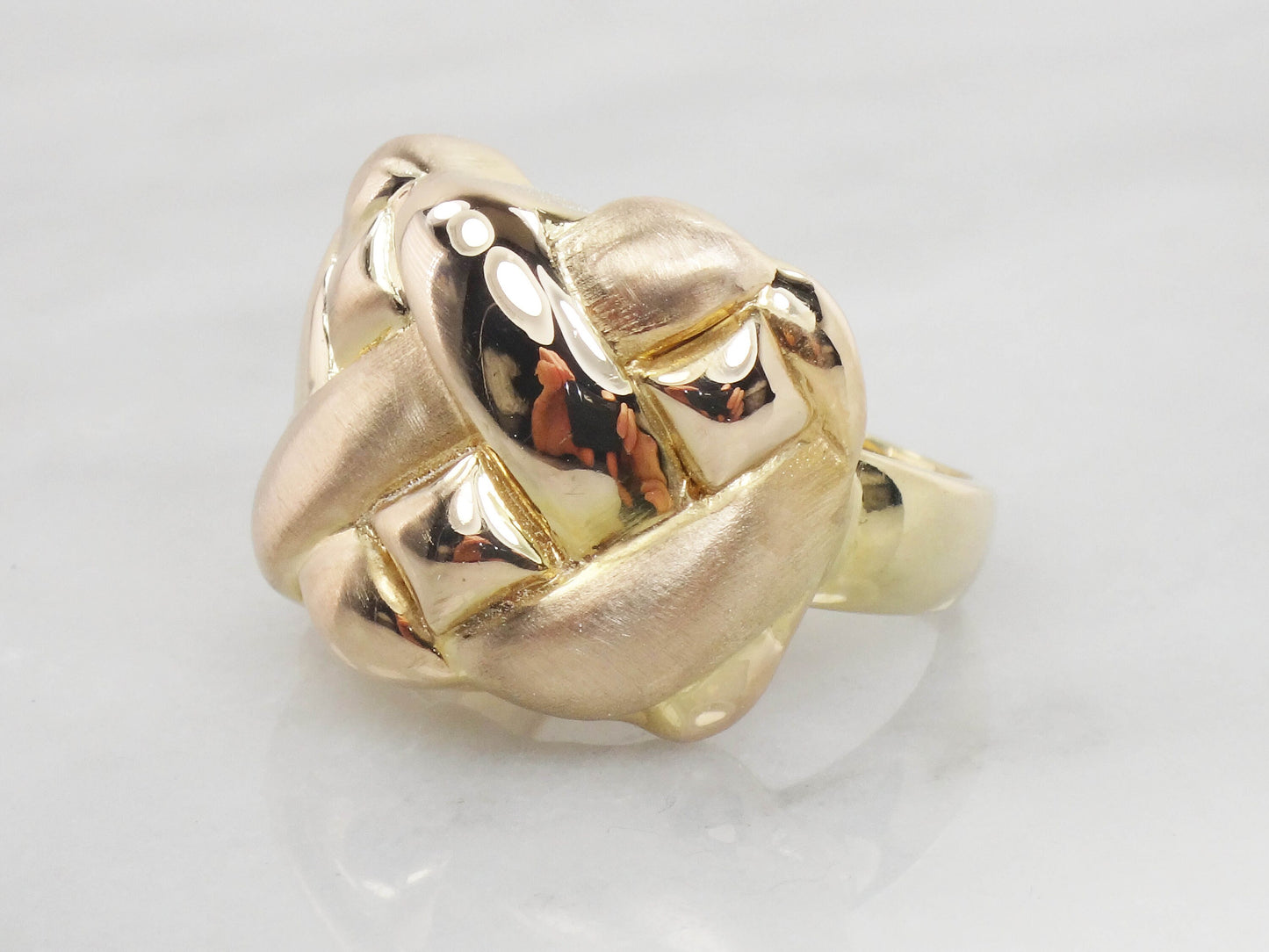 Vintage 14k Yellow Gold Wide Woven Basket Design Ring Size 10