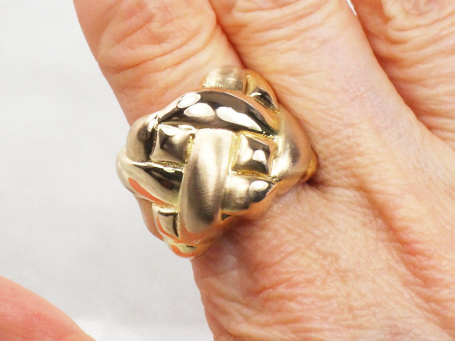 Vintage 14k Yellow Gold Wide Woven Basket Design Ring Size 10