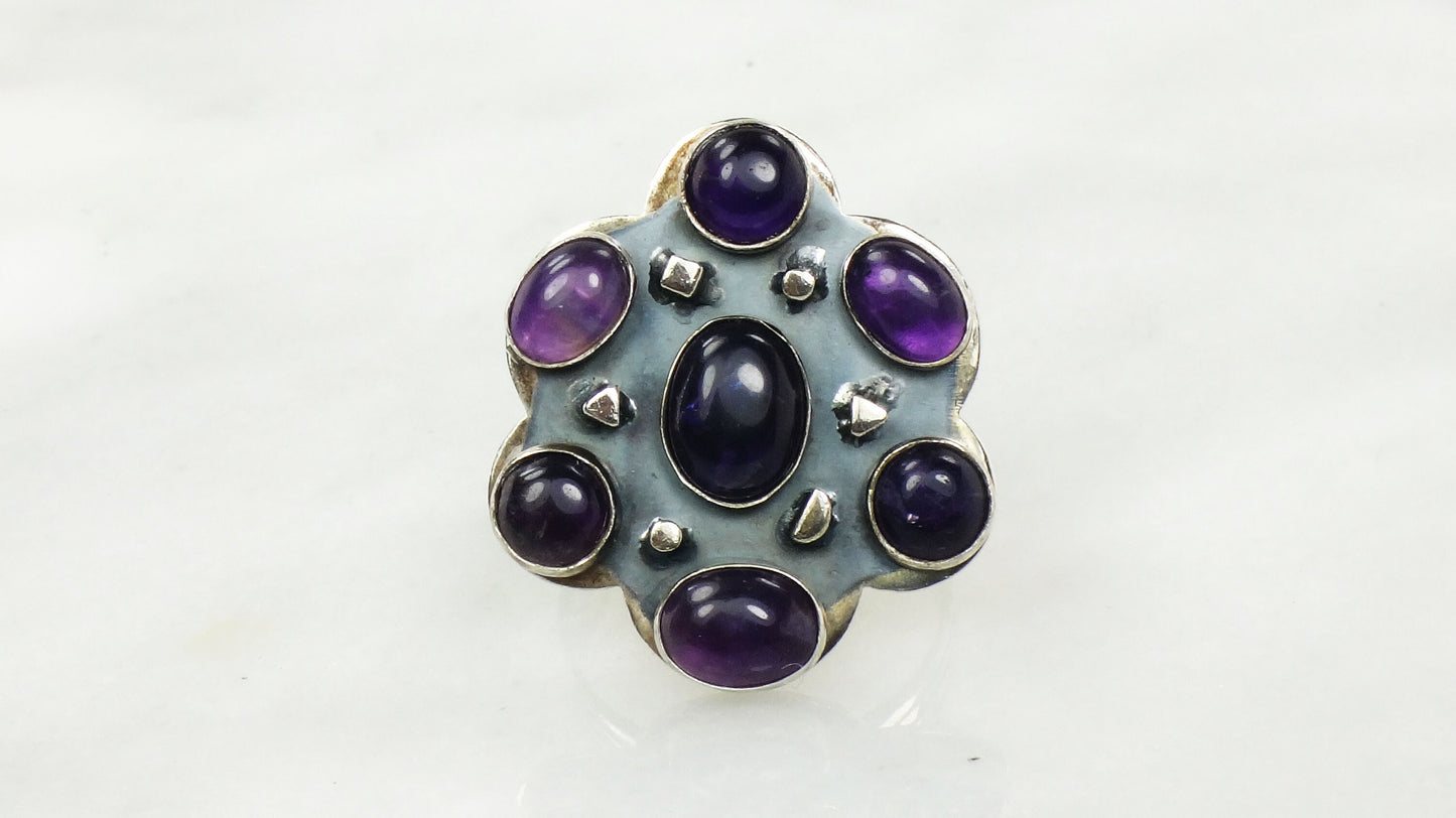 Vintage Large Jay King Sterling Silver Amethyst Ring Size 10 DTR