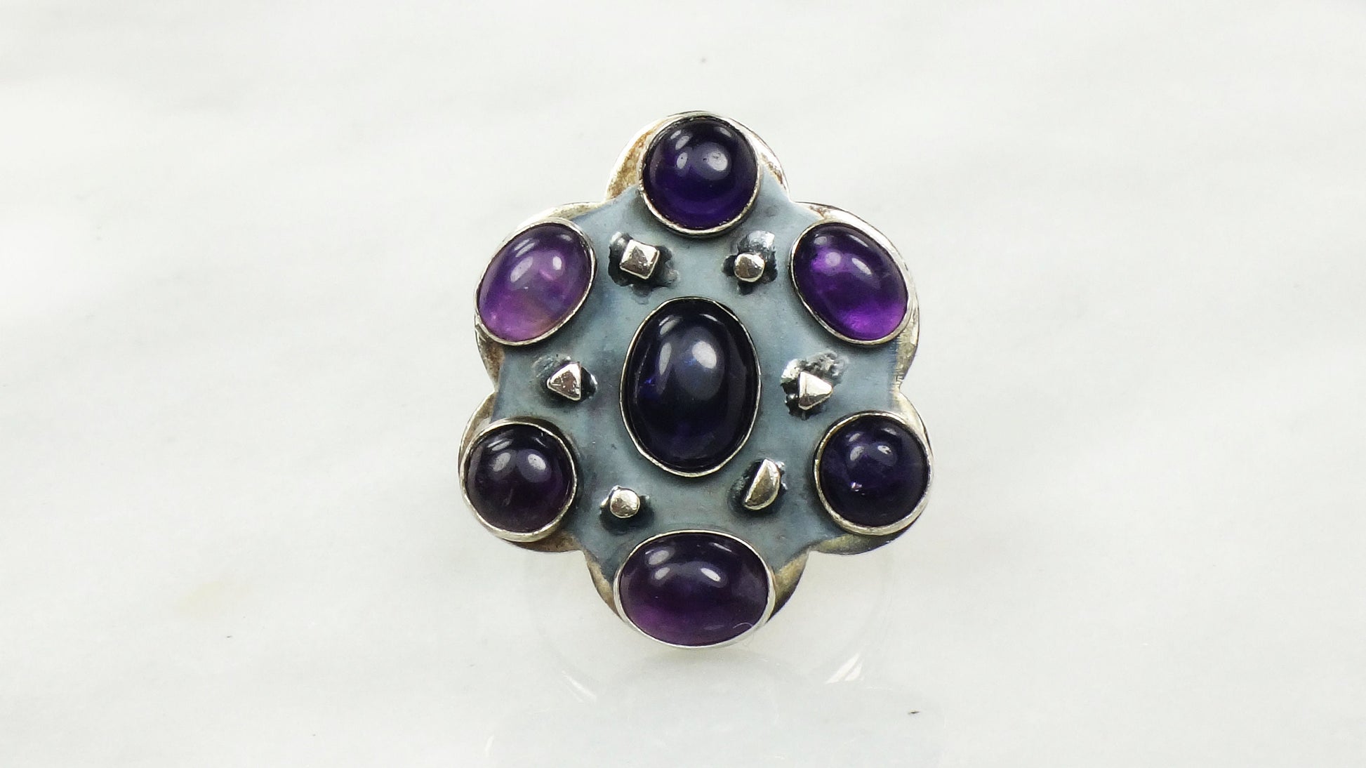 Vintage Large Jay King Sterling Silver Amethyst Ring Size 10 DTR