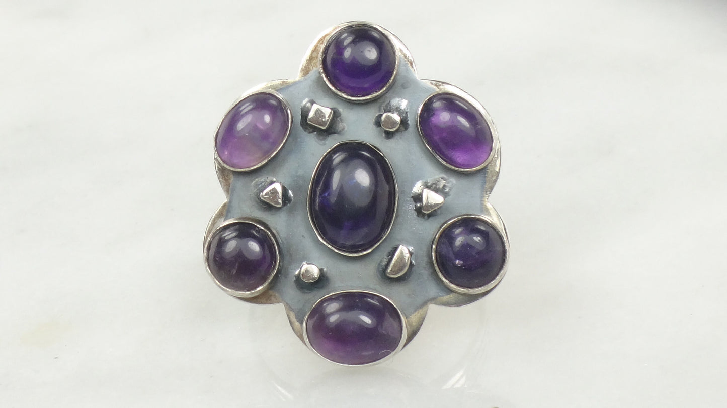 Vintage Large Jay King Sterling Silver Amethyst Ring Size 10 DTR