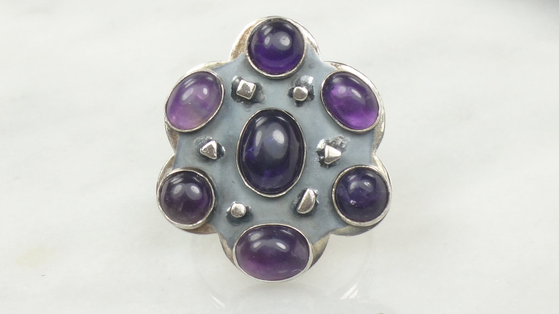 Vintage Large Jay King Sterling Silver Amethyst Ring Size 10 DTR