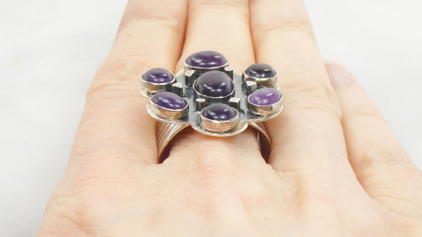 Vintage Large Jay King Sterling Silver Amethyst Ring Size 10 DTR