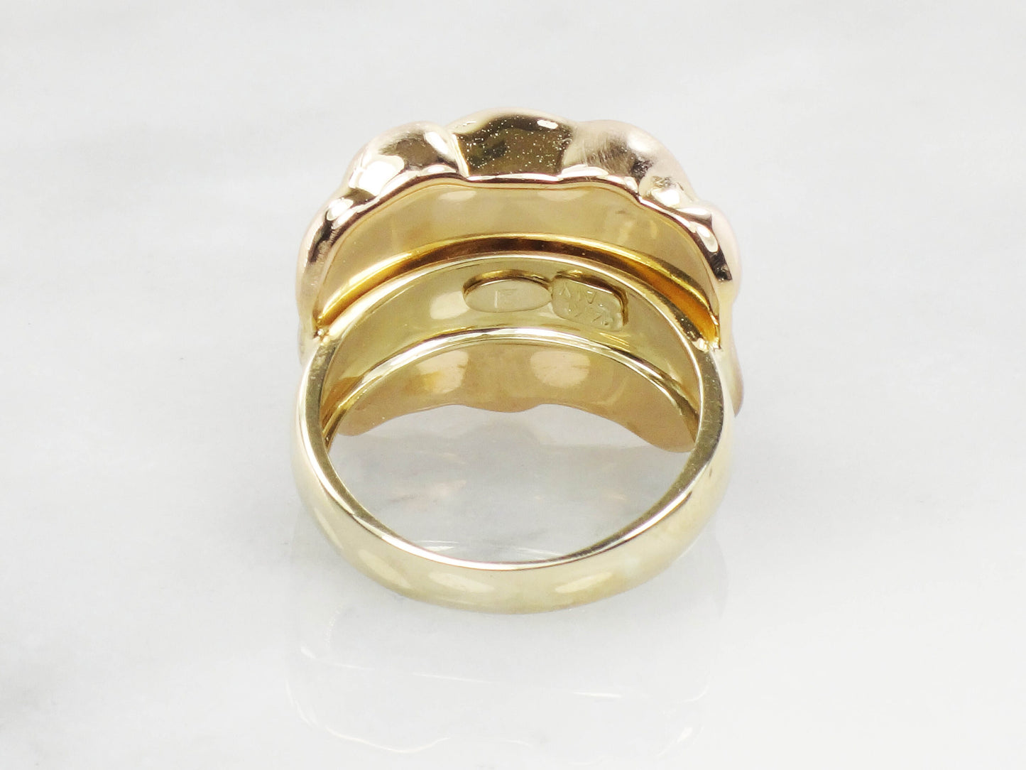 Vintage 14k Yellow Gold Wide Woven Basket Design Ring Size 10