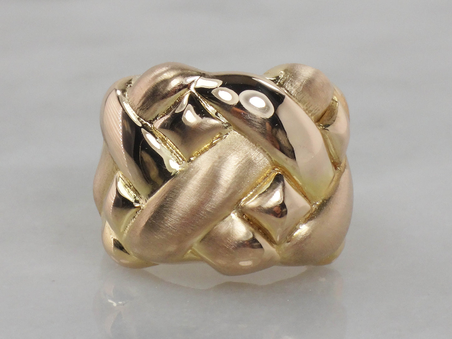 Vintage 14k Yellow Gold Wide Woven Basket Design Ring Size 10