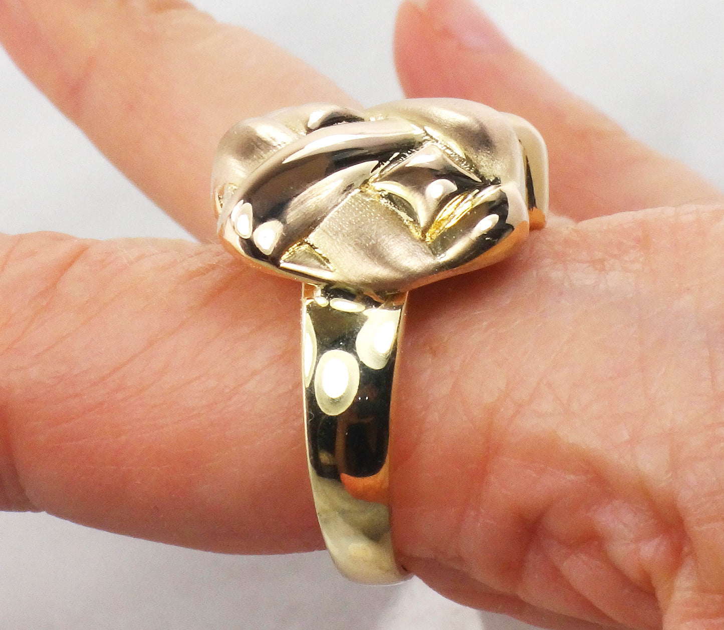 Vintage 14k Yellow Gold Wide Woven Basket Design Ring Size 10