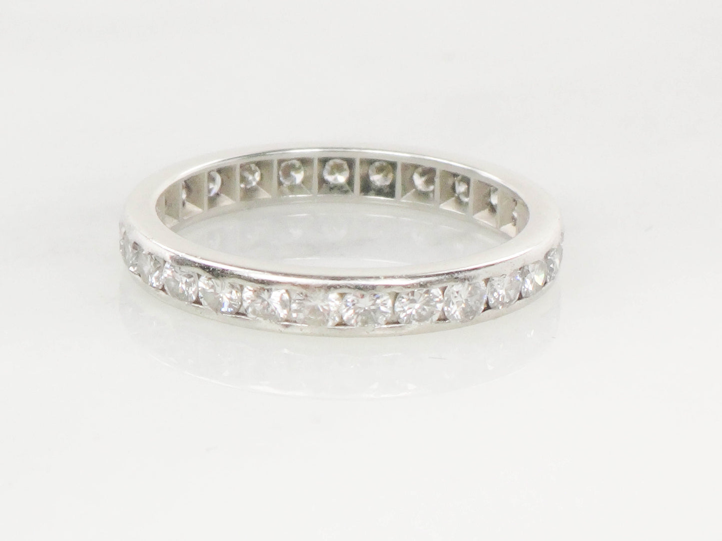 Vintage Thin Platinum Diamond Eternity Ring 1 CT Natural Diamond Wedding Ring Size 5 1/4