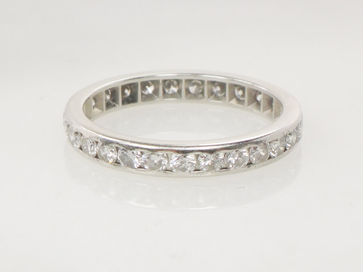 Vintage Thin Platinum Diamond Eternity Ring 1 CT Natural Diamond Wedding Ring Size 5 1/4