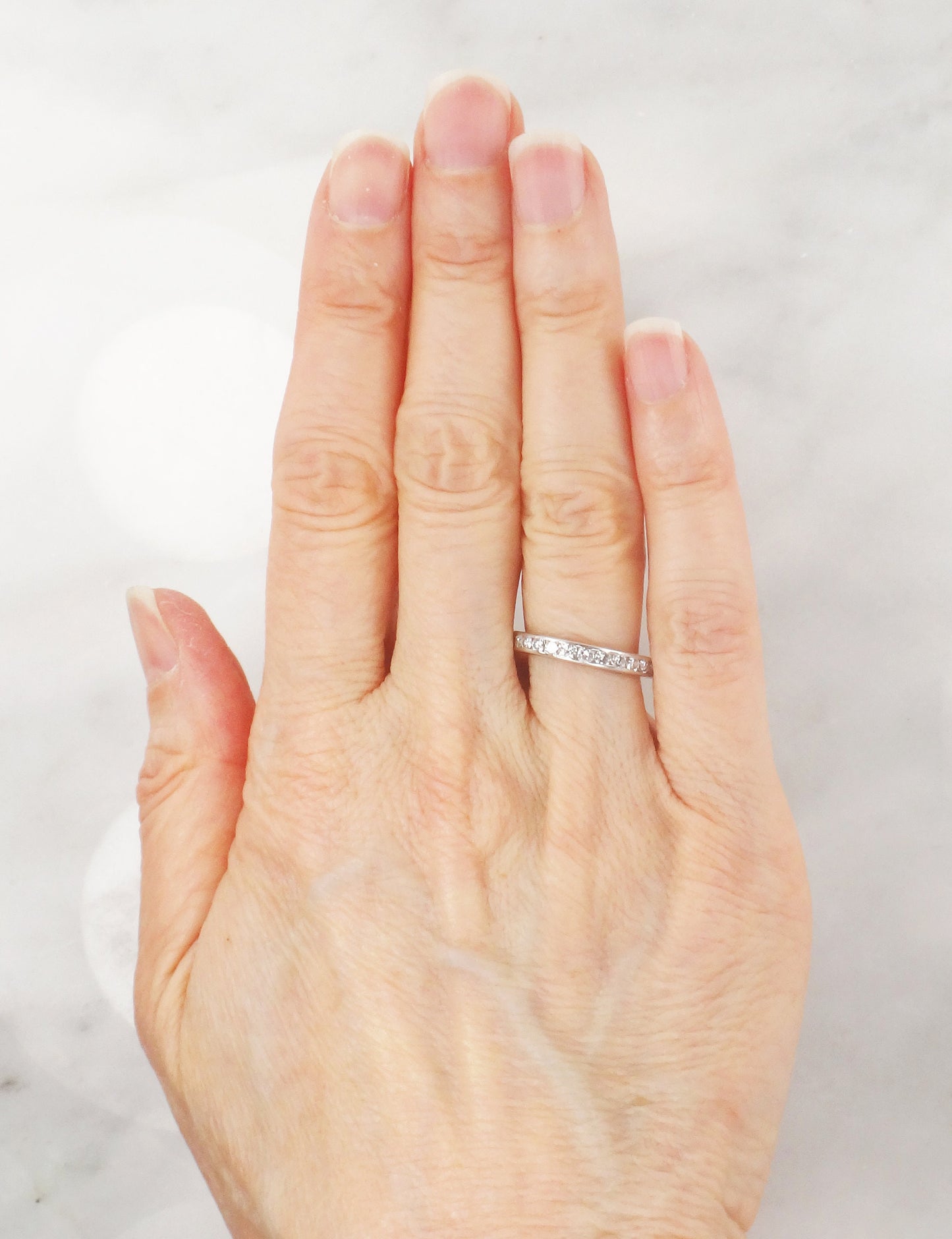 Vintage Thin Platinum Diamond Eternity Ring 1 CT Natural Diamond Wedding Ring Size 5 1/4