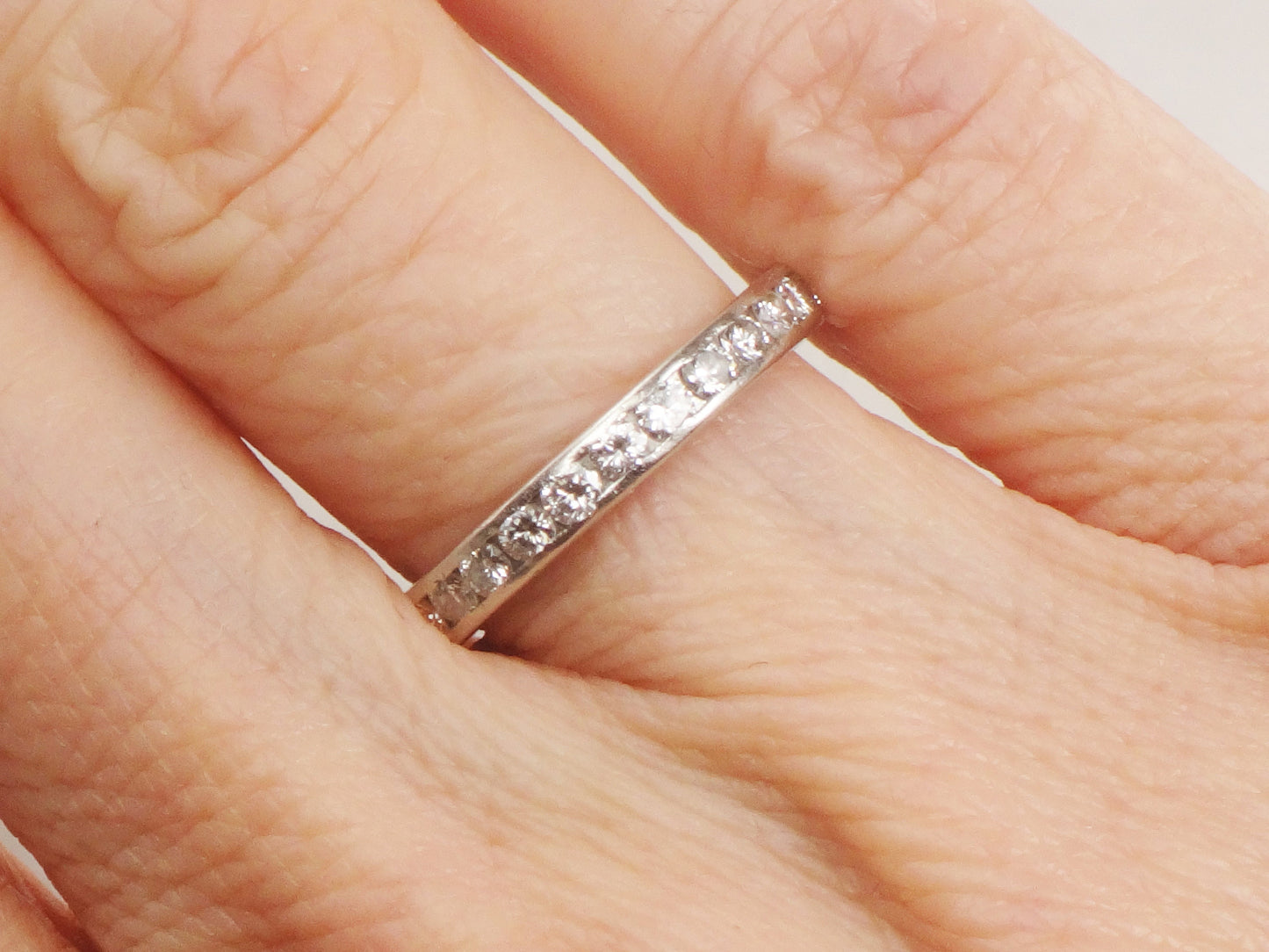 Vintage Thin Platinum Diamond Eternity Ring 1 CT Natural Diamond Wedding Ring Size 5 1/4