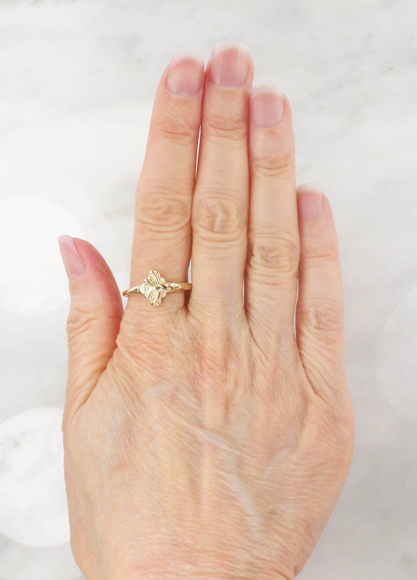 Vintage 14k Yellow Gold Crucifix Ring - Size 9 1/2