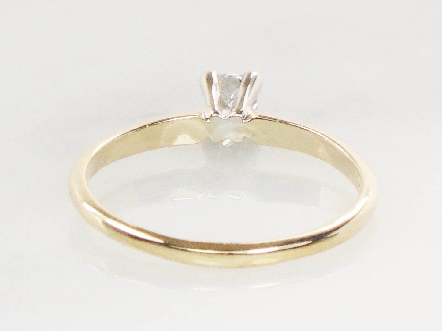 Vintage 14k Princess Cut Natural Diamond Engagement Ring Two Tone Gold Square Diamond Ring .33 CT Diamond Size 8.75