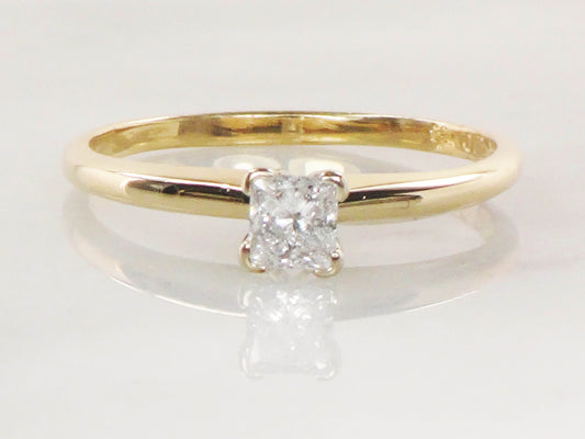 Vintage 14k Princess Cut Natural Diamond Engagement Ring Two Tone Gold Square Diamond Ring .33 CT Diamond Size 8.75