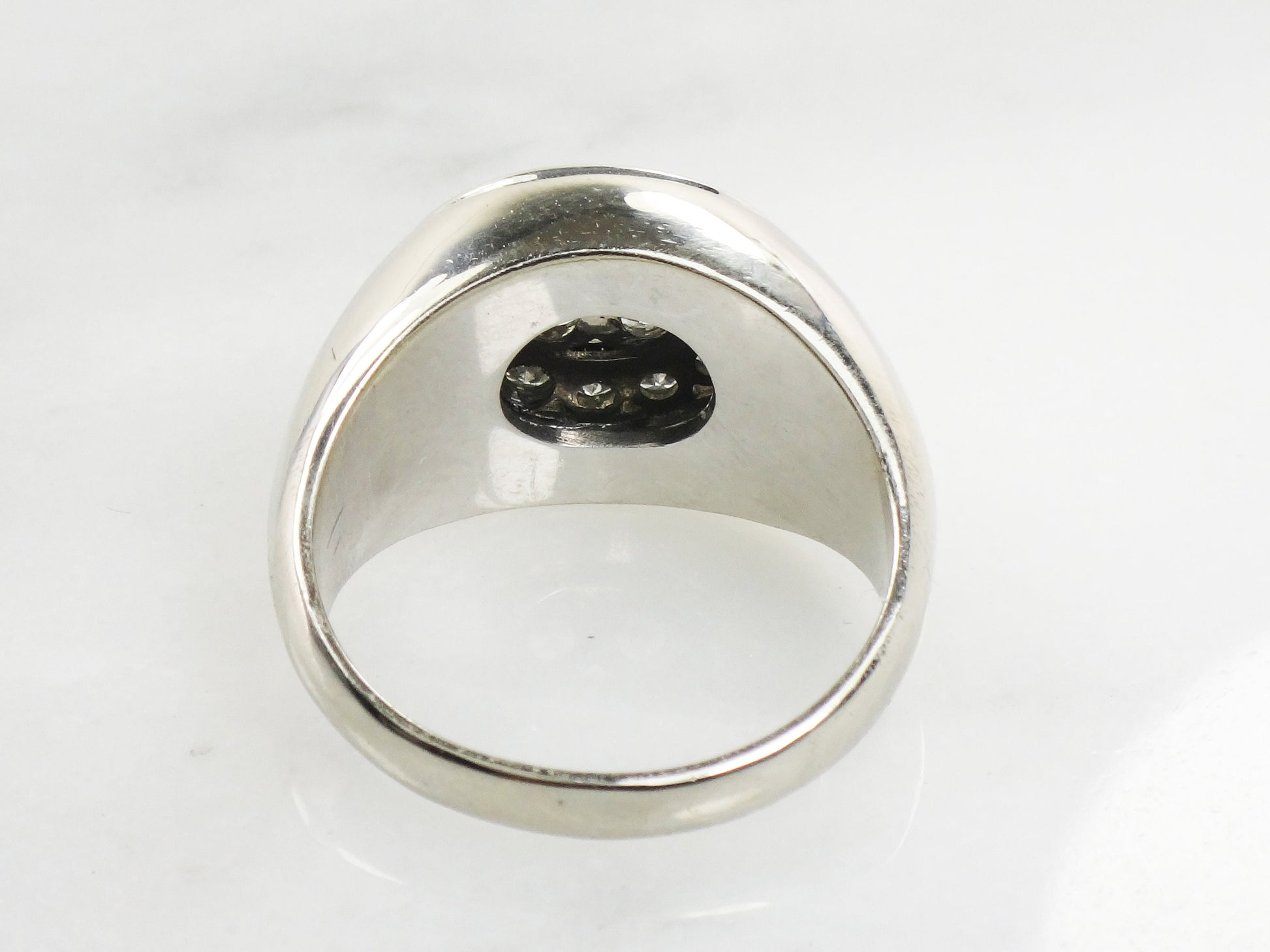 Vintage 14k White Gold Natural Diamond Cluster Ring High Quality Men's Diamond Ring 1 CT TDW Diamond Ring Size 9.5