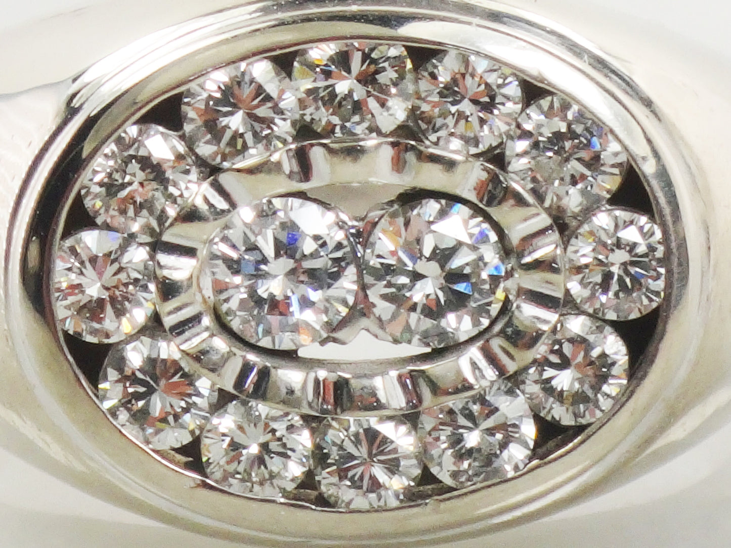 Vintage 14k White Gold Natural Diamond Cluster Ring High Quality Men's Diamond Ring 1 CT TDW Diamond Ring Size 9.5