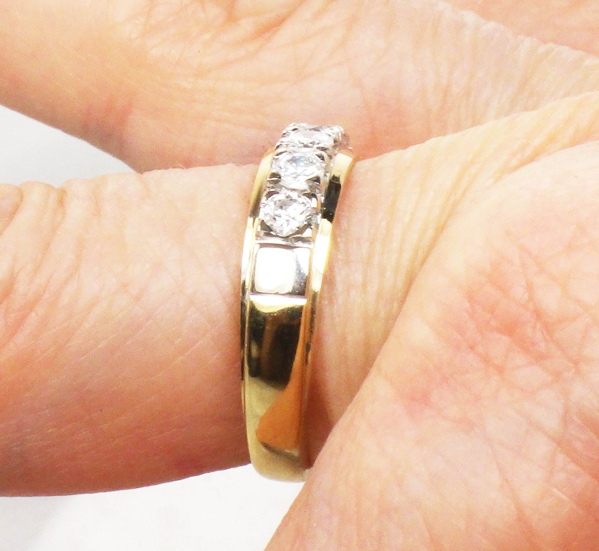 Vintage 18k Two Tone Gold Diamond Wedding Band - 1/2 CT TDW, Size 6