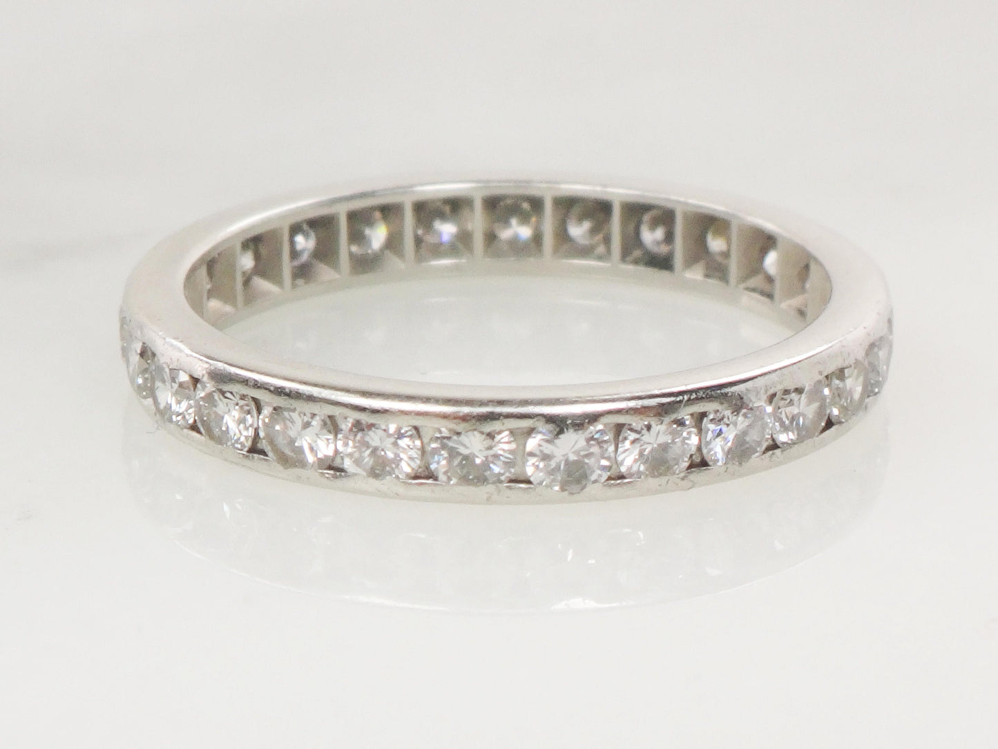 Vintage Thin Platinum Diamond Eternity Ring 1 CT Natural Diamond Wedding Ring Size 5 1/4