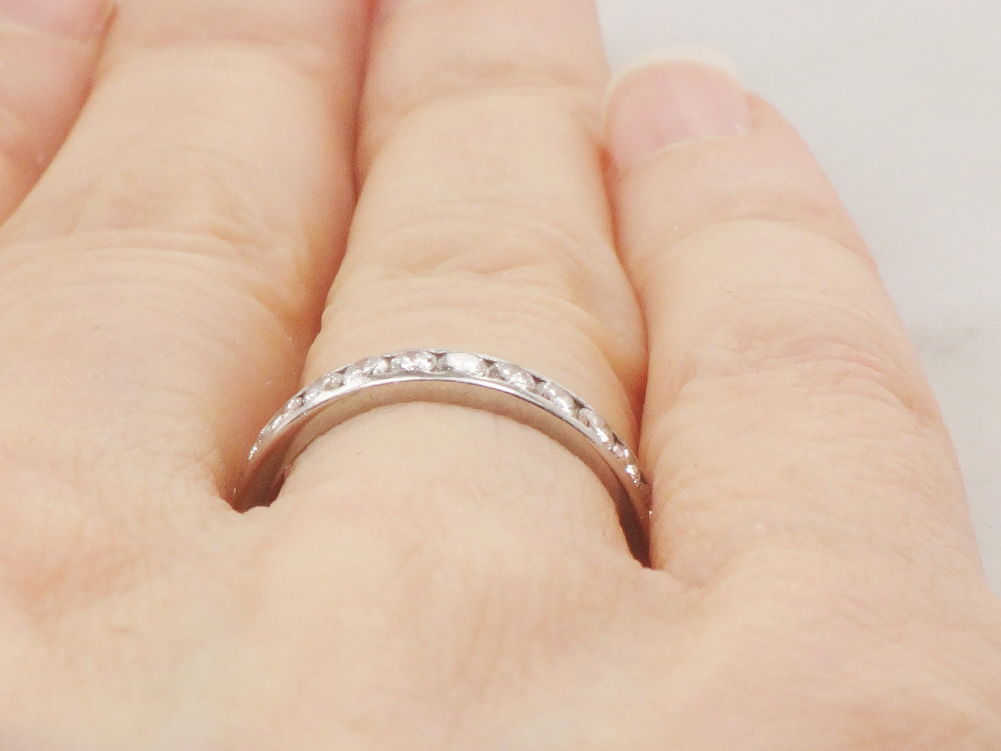 Vintage Platinum Diamond Eternity Wedding Ring, 1 CT, Size 5 1/4