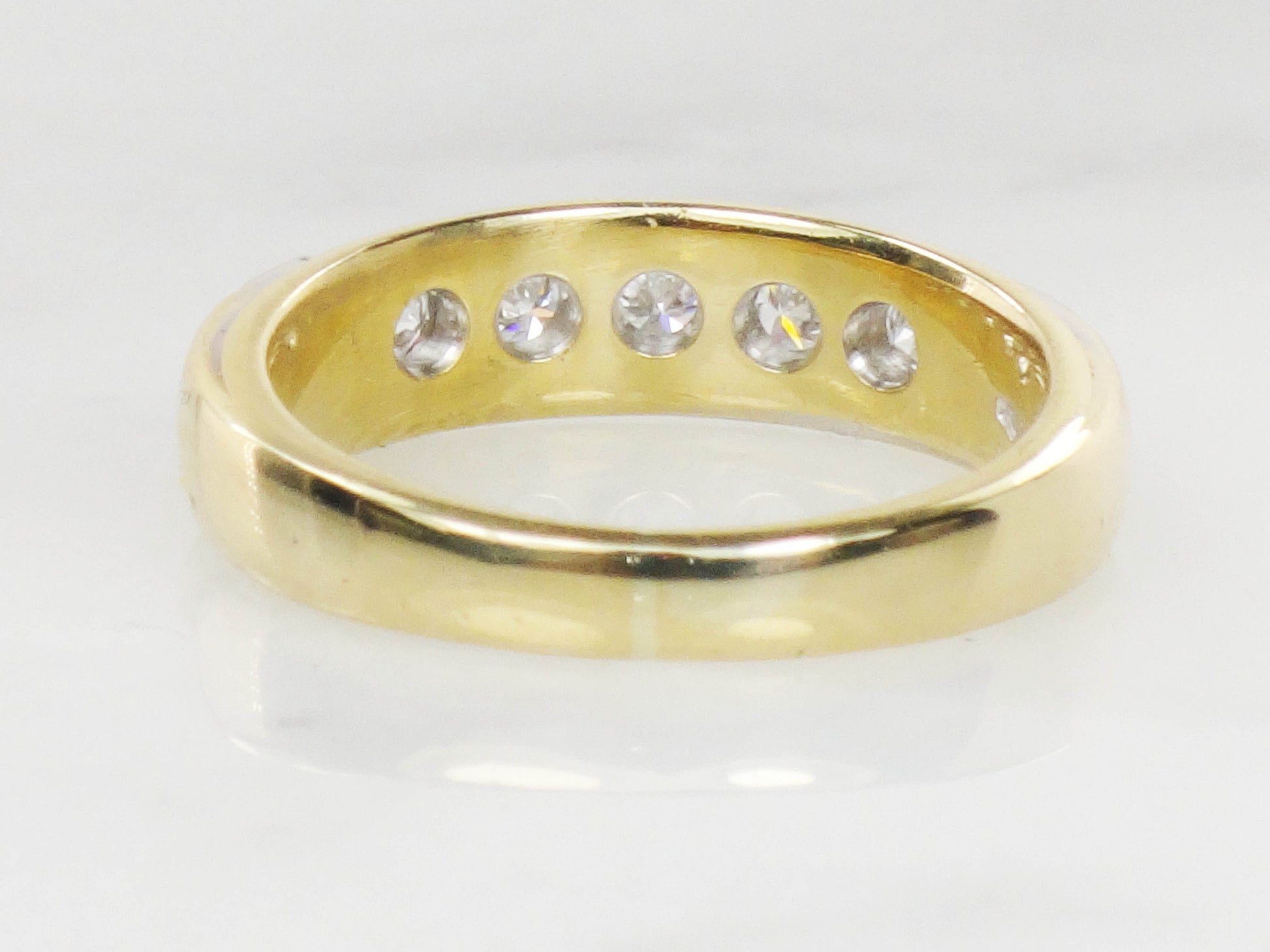 Vintage 18k Two Tone Gold Diamond Wedding Band - 1/2 CT TDW, Size 6