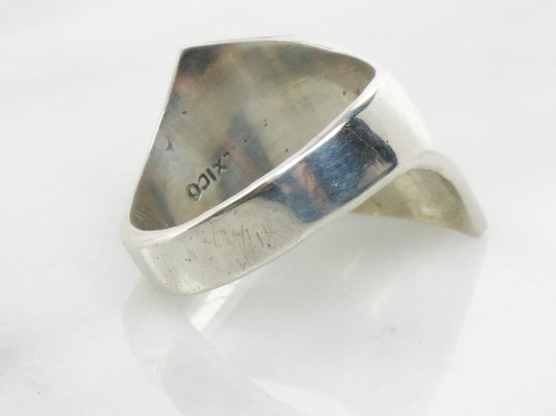 Vintage Sterling Silver Tiger Eye Ring: Mid-Century Modern Unisex Band, Size 9.75