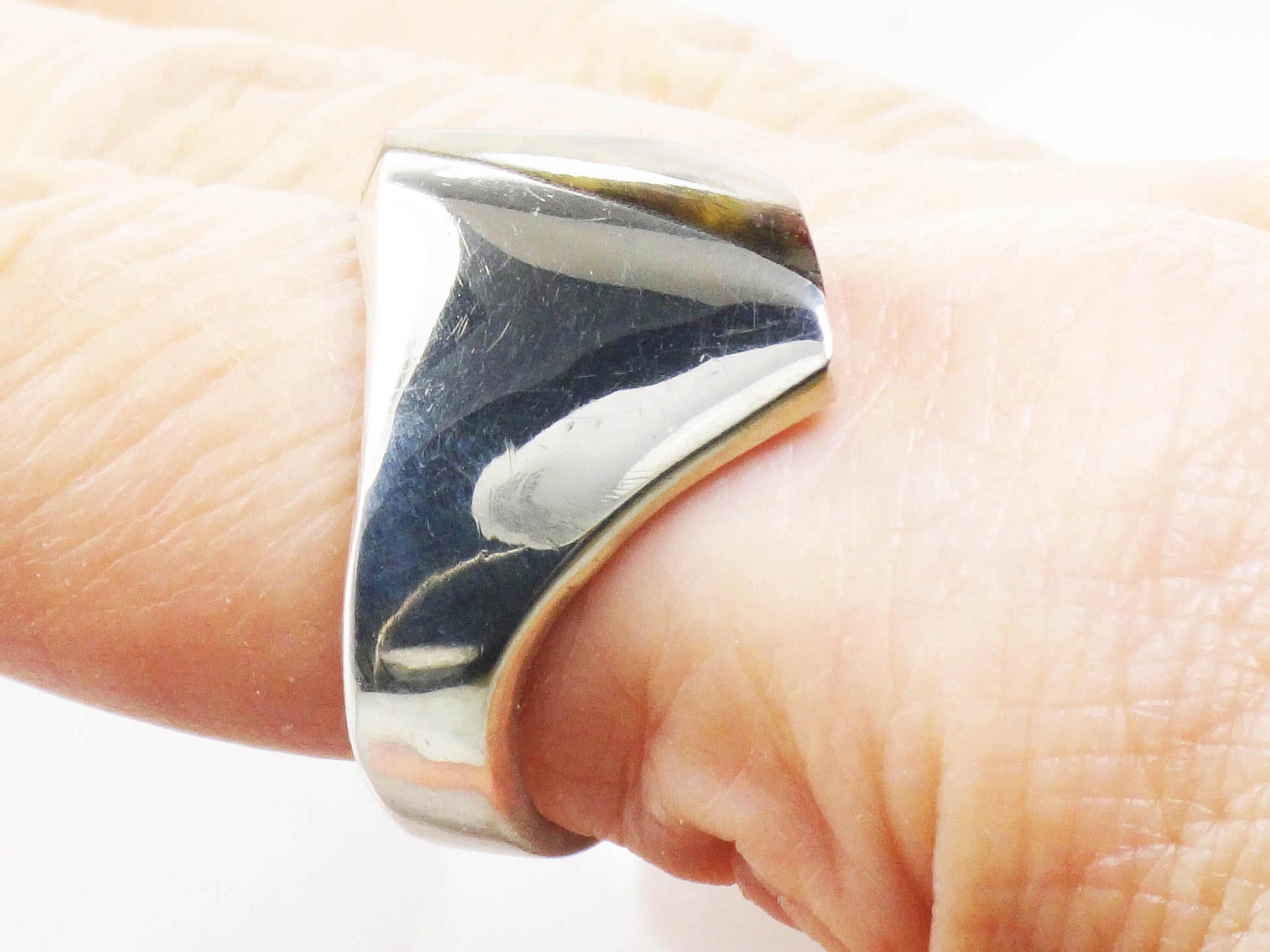 Vintage Sterling Silver Tiger Eye Ring: Mid-Century Modern Unisex Band, Size 9.75