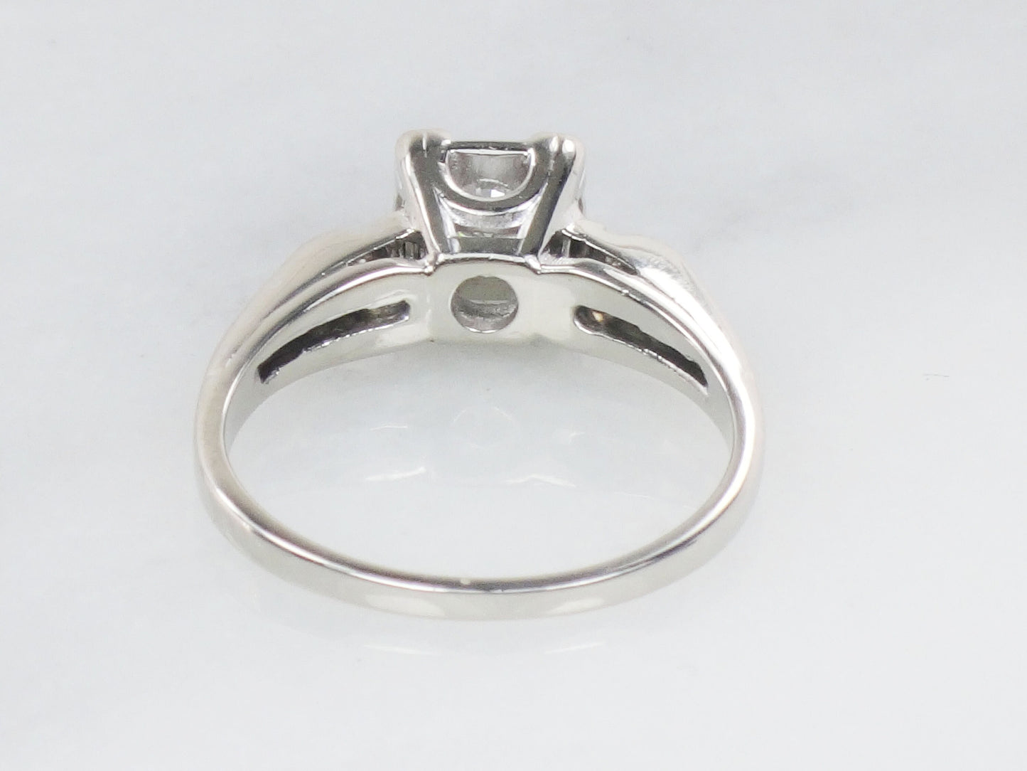 Vintage 14k White Gold Natural Diamond Engagement Ring Approx .45 Carat Center High Quality Diamonds Size 6.5