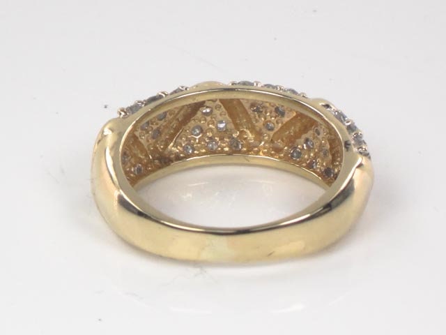 Vintage 14k Gold Diamond Zig Zag Band Ring: Pave Set Wedding Ring, Size 6.25