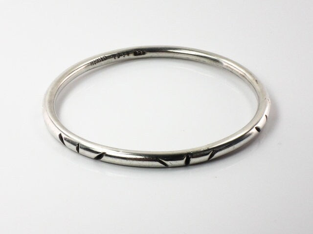 Sterling Silver Bangle Bracelet - Vintage Mexico Slip on Style - 8 1/4" Circumference