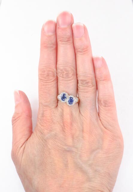 Vintage 14k Yellow Gold Sapphire Diamond Halo Ring Natural Blue Sapphire Ring with Natural Diamonds September Birthstone Ring Size 6 3/4