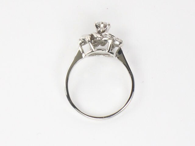 Vintage 14k White Gold Old Mine Cut Diamond Cluster Ring Natural Diamond Swirl Everyday Ring