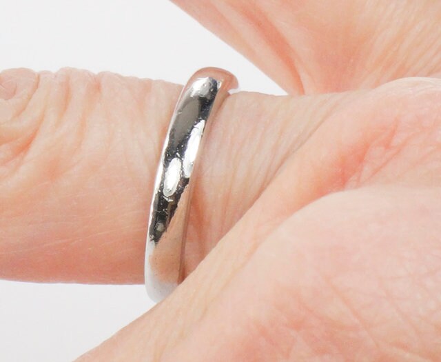 Vintage Platinum Wedding Band: Thin Domed Ring, Size 5, 3MM