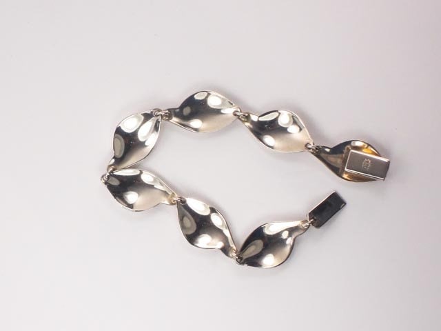 Vintage Sterling Silver Leaf Bracelet - SCF Denmark Modernist Design