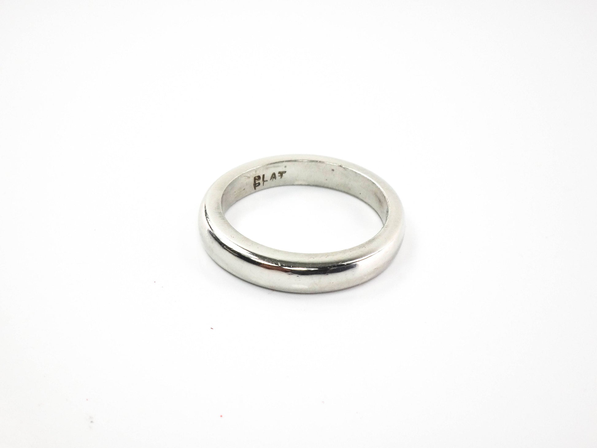 Vintage Platinum Wedding Band: Thin Domed Ring, Size 5, 3MM